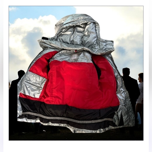 Bogner Silver Metallic Down Puffer Ski Jacket with Hood Fire and Ice - Picture 2 of 5